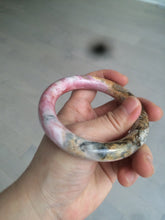 Load image into Gallery viewer, 55.8mm 100% natural pink/black/brown/yellow chubby round cut rose stone (Rhodonite) bangle SY48
