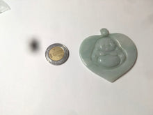 Load image into Gallery viewer, Type A 100% Natural light green/white Jadeite Jade Buddha in my heart Pendant AX34
