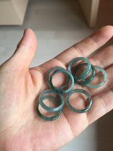 Load image into Gallery viewer, 16.7mm Size 6 1/4 100% natural type A icy watery dark green blue black gray Guatemala jadeite band ring group PE129
