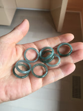 Load image into Gallery viewer, 16.7mm Size 6 1/4 100% natural type A icy watery dark green blue black gray Guatemala jadeite band ring group PE129
