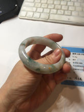 Load image into Gallery viewer, 51mm certified 100% natural Type A light green red with green floating flowers carved and golden-painted jadeite jade bangle PF80-6081
