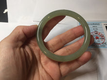 Load image into Gallery viewer, 56.2mm Certified 100% Natural icy watery light green/yellow round cut nephrite jade bangle HN32-3597
