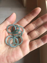Load image into Gallery viewer, 15.5mm size 4 3/4 100% natural type A icy watery green/blue icy watery Guatemala jadeite jade band ring group PE126
