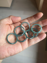 Load image into Gallery viewer, 19.6mm size 9 3/4 100% natural type A icy watery green/blue slim style Guatemala jadeite jade band ring group PE130
