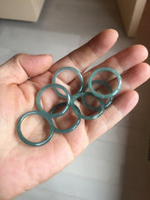 Load image into Gallery viewer, 19.6mm size 9 3/4 100% natural type A icy watery green/blue slim style Guatemala jadeite jade band ring group PE130
