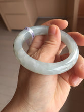 Load image into Gallery viewer, 54.5mm 100% natural type A icy watery light green/brown/black ice river with seaweed jadeite jade bangle Y154-5248
