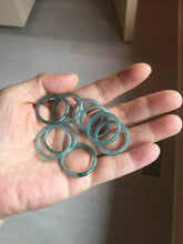 Load image into Gallery viewer, 19.2mm size 9 1/4 100% natural type A icy watery green/blue slim style Guatemala jadeite jade band ring group PJ34

