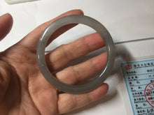 Load image into Gallery viewer, 53.2mm Certified 100% Natural gray black(灰冰) flat round cut nephrite jade bangle HN33-9075
