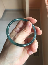 Load image into Gallery viewer, 56.5mm Certified Type A 100% Natural icy watery dark green/gray/black Guatemala skinny round cut Jadeite bangle PJ85-0601
