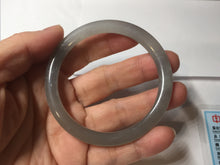 Load image into Gallery viewer, 53.2mm Certified 100% Natural gray black(灰冰) flat round cut nephrite jade bangle HN33-9075
