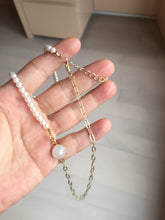 Load image into Gallery viewer, 100% natural Type A white light purple Jadeite pendant and Faux Pearl Necklace PD168
