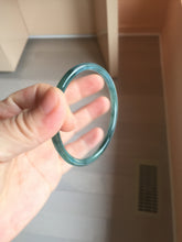 Load image into Gallery viewer, 56.5mm Certified Type A 100% Natural icy watery dark green/gray/black Guatemala skinny round cut Jadeite bangle PJ85-0601
