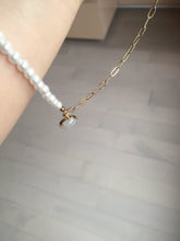 Load image into Gallery viewer, 100% natural Type A white light purple Jadeite pendant and Faux Pearl Necklace PD168
