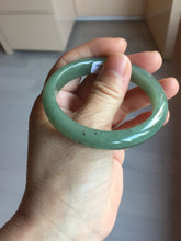 Load image into Gallery viewer, 52.5mm Certified Type A 100% Natural Oily Dark Green Gray Black(油青) Oval Jadeite Jade Bangle PH257-7126
