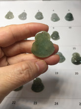 Load image into Gallery viewer, 100% Natural type A icy watery oily dark green(油青) happy Buddha jadeite pendant BS126
