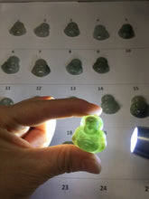 Load image into Gallery viewer, 100% Natural type A icy watery oily dark green(油青) happy Buddha jadeite pendant BS126
