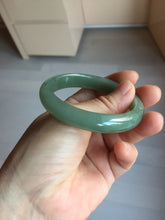 Load image into Gallery viewer, 52.5mm Certified Type A 100% Natural Oily Dark Green Gray Black(油青) Oval Jadeite Jade Bangle PH257-7126
