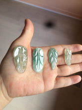 Load image into Gallery viewer, 100% natural type A icy watery light green/dark green jadeite jade leaf pendant group AZ100
