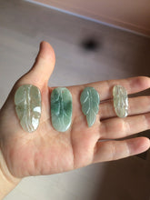 Load image into Gallery viewer, 100% natural type A icy watery light green/dark green jadeite jade leaf pendant group AZ100
