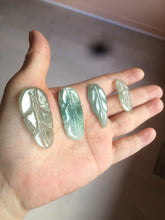 Load image into Gallery viewer, 100% natural type A icy watery light green/dark green jadeite jade leaf pendant group AZ100
