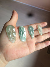 Load image into Gallery viewer, 100% natural type A icy watery light green/dark green jadeite jade leaf pendant group AZ100
