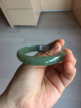Load image into Gallery viewer, 52.5mm Certified Type A 100% Natural Oily Dark Green Gray Black(油青) Oval Jadeite Jade Bangle PH257-7126
