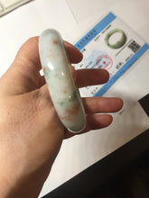 Load image into Gallery viewer, 51mm certified 100% natural Type A light green red with green floating flowers carved and golden-painted jadeite jade bangle PF80-6081
