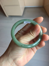 Load image into Gallery viewer, 52.5mm Certified Type A 100% Natural Oily Dark Green Gray Black(油青) Oval Jadeite Jade Bangle PH257-7126
