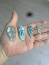 Load image into Gallery viewer, 100% natural type A icy watery light green/dark green jadeite jade leaf pendant group AZ100
