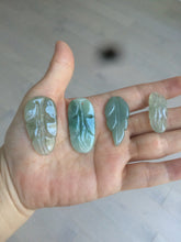 Load image into Gallery viewer, 100% natural type A icy watery light green/dark green jadeite jade leaf pendant group AZ100

