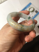 Load image into Gallery viewer, 51mm certified 100% natural Type A light green red with green floating flowers carved and golden-painted jadeite jade bangle PF80-6081
