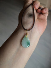 Load image into Gallery viewer, 100% natural icy watery green purple white type A jadeite jade water drop pendant necklace group BF18

