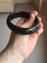 Load image into Gallery viewer, 61.2mm 100% Natural dark green/black meteorite Stellar Night sky nephrite bangle HN91-1026
