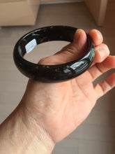 Load image into Gallery viewer, 61.2mm 100% Natural dark green/black meteorite Stellar Night sky nephrite bangle HN91-1026
