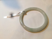 Load image into Gallery viewer, 58mm certified type A 100% Natural fresh light green/white slim jadeite jade bangle E80-0996
