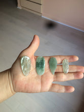 Load image into Gallery viewer, 100% natural type A icy watery light green/dark green jadeite jade leaf pendant group AZ100
