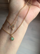 Load image into Gallery viewer, 100% natural Type A sunny green Jadeite Bead Aries Sparkle Charm Two-Layer pendant Necklace PD165
