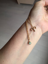 Load image into Gallery viewer, 100% natural Type A sunny green Jadeite Bead Aries Sparkle Charm Two-Layer pendant Necklace PD165
