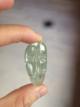 Load image into Gallery viewer, 100% natural type A icy watery light green/dark green jadeite jade leaf pendant group AZ100
