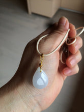 Load image into Gallery viewer, 100% natural icy watery green purple white type A jadeite jade water drop pendant necklace group BF18
