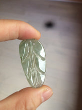 Load image into Gallery viewer, 100% natural type A icy watery light green/dark green jadeite jade leaf pendant group AZ100
