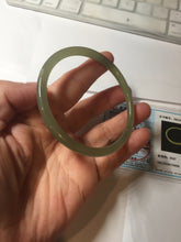 Load image into Gallery viewer, 59mm Certified 100% Natural light green/yellow/gray slim round cut nephrite jade bangle HN34-9226
