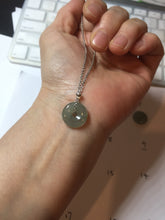 Load image into Gallery viewer, 14-15mm Type A 100% Natural icy watery dark green black gray(淡油青) Jadeite Safety Guardian Button donuts pendant PF20 Add on item.
