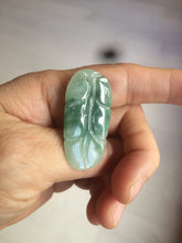 Load image into Gallery viewer, 100% natural type A icy watery light green/dark green jadeite jade leaf pendant group AZ100
