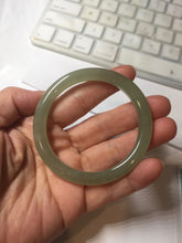 Load image into Gallery viewer, 52.5mm Certified 100% Natural icy waery light green/yellow/gray round cut nephrite jade bangle HN35-3599
