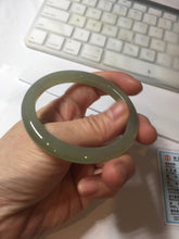 Load image into Gallery viewer, 52.5mm Certified 100% Natural icy waery light green/yellow/gray round cut nephrite jade bangle HN35-3599
