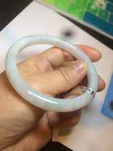 Load image into Gallery viewer, 58mm certified type A 100% Natural fresh light green/white slim jadeite jade bangle E80-0996
