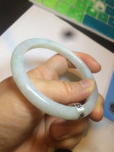 Load image into Gallery viewer, 58mm certified type A 100% Natural fresh light green/white slim jadeite jade bangle E80-0996
