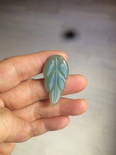 Load image into Gallery viewer, 100% natural type A icy watery light green/dark green jadeite jade leaf pendant group AZ100
