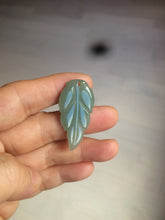 Load image into Gallery viewer, 100% natural type A icy watery light green/dark green jadeite jade leaf pendant group AZ100
